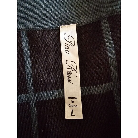 Pina Rossi Women’s Skirt Size Large Green Black Windowpane Check Pencil Midi - Picture 7 of 9